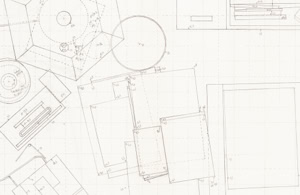Detailed large-scale pencil drawing by Herbert Stattler showing a top-down cartographic mapping of a desk surface with outlines of office objects and personal items.